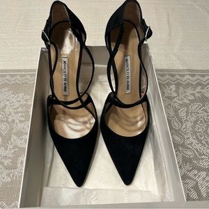 Manolo Blahnik Umice Black Suede Heels Size 8